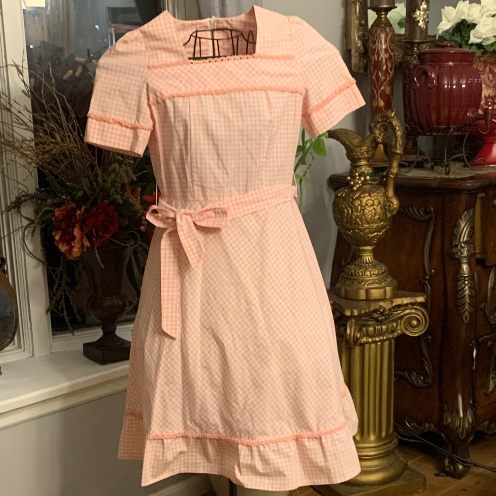 Pink Vintage Handmade Gingham Dress